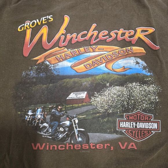 Harley-Davidson Vintage Brown and Orange Long Sleeve Shirt Size Xl - Picture 5 of 6